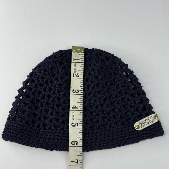 Handmade New The Clem Hobbii Friends Cotton Silk in Navy Knit Beanie- Adult S/M - Picture 8 of 10